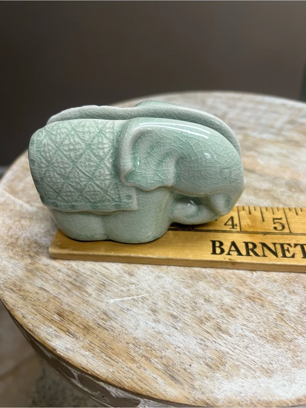 🐘Pier 1 Imports Celadon Ceramic Elephant Business Card Holder